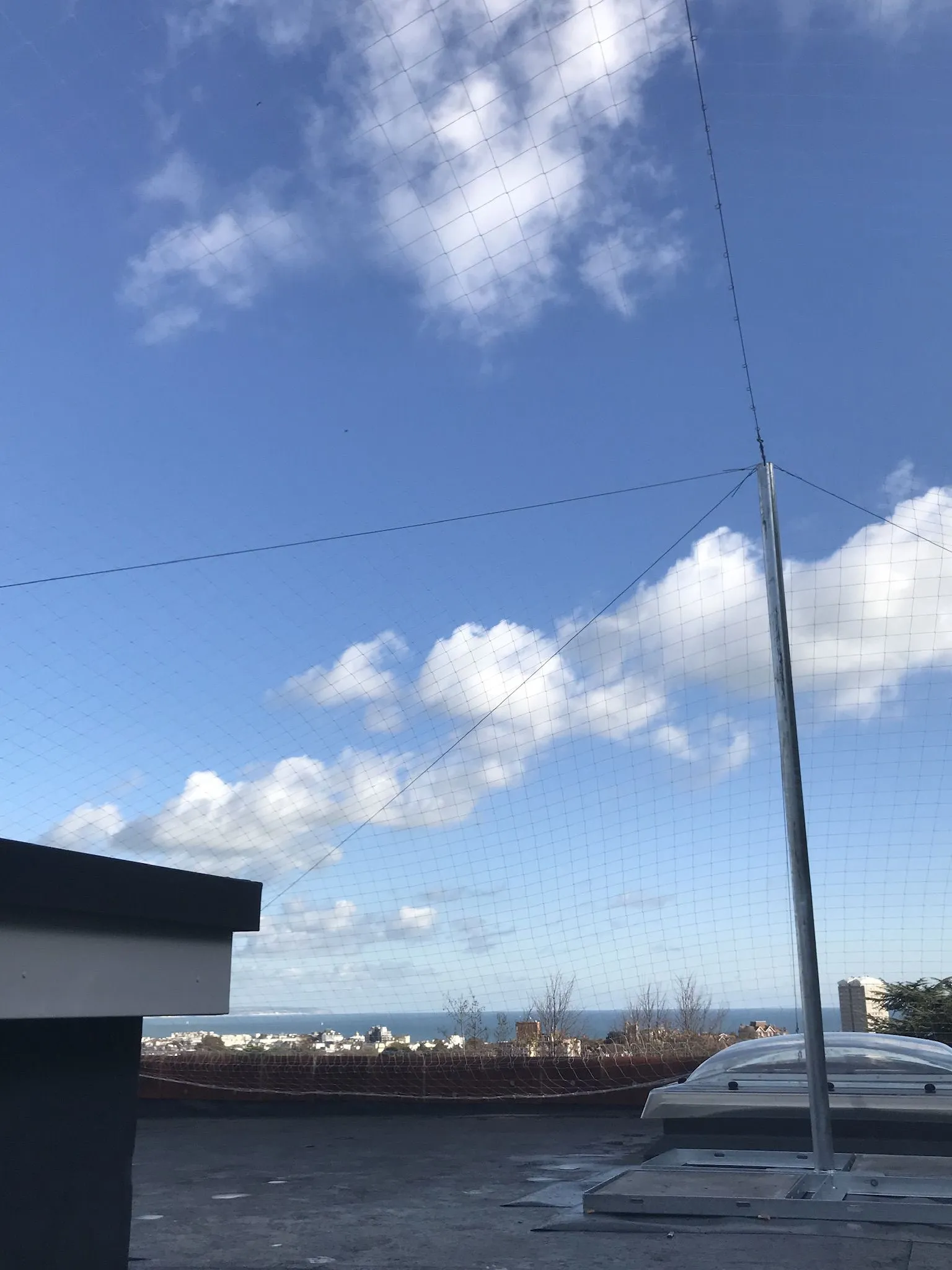 A view of a blue sky and some clouds.